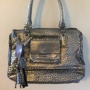 Sharif silver snackskin purse/tote